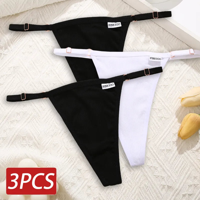 Cotton Sexy Thongs Adjustable Women's Panties Soft Panties Low Waist Seamless Thongs Woman Lingerie Tangas Mujer S-XL
