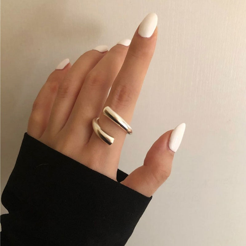 2pcs Geometric Adjustable Rings Set for Women Korean Style Fashion Couple Ring Party Bridal Jewelry Accessories