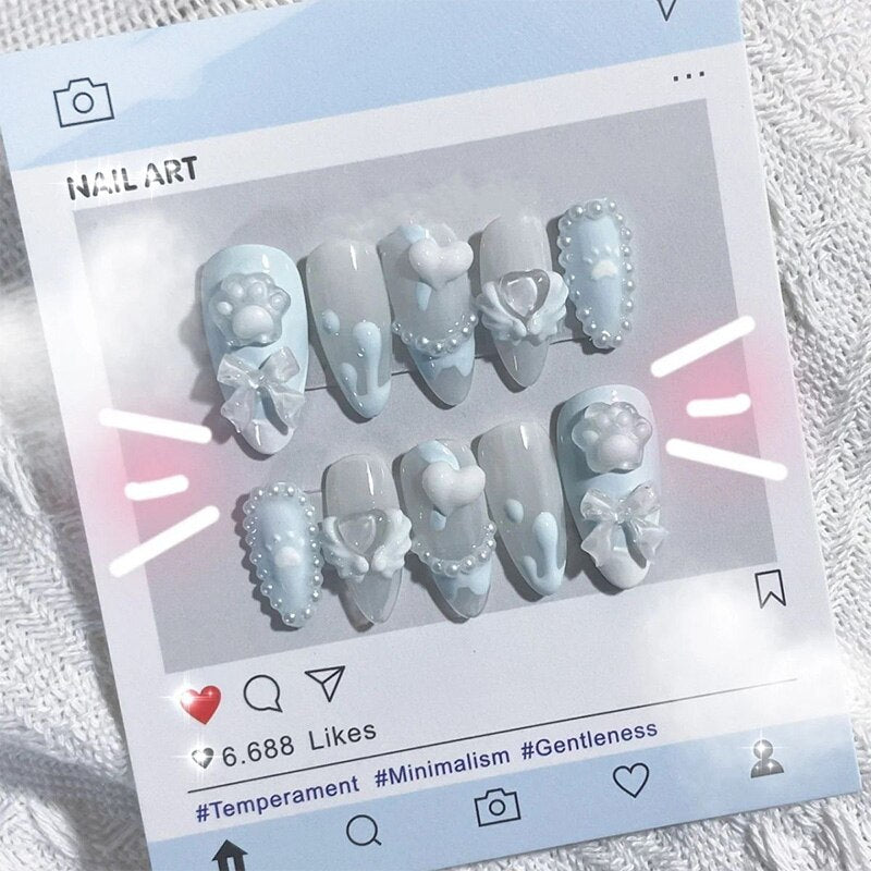 1set Cinnamoroll Color Nail Stickers Cartoon Resin Cute Sweet Girl Heart Diy Detachable Manicure Ins Style Kawaii Girls