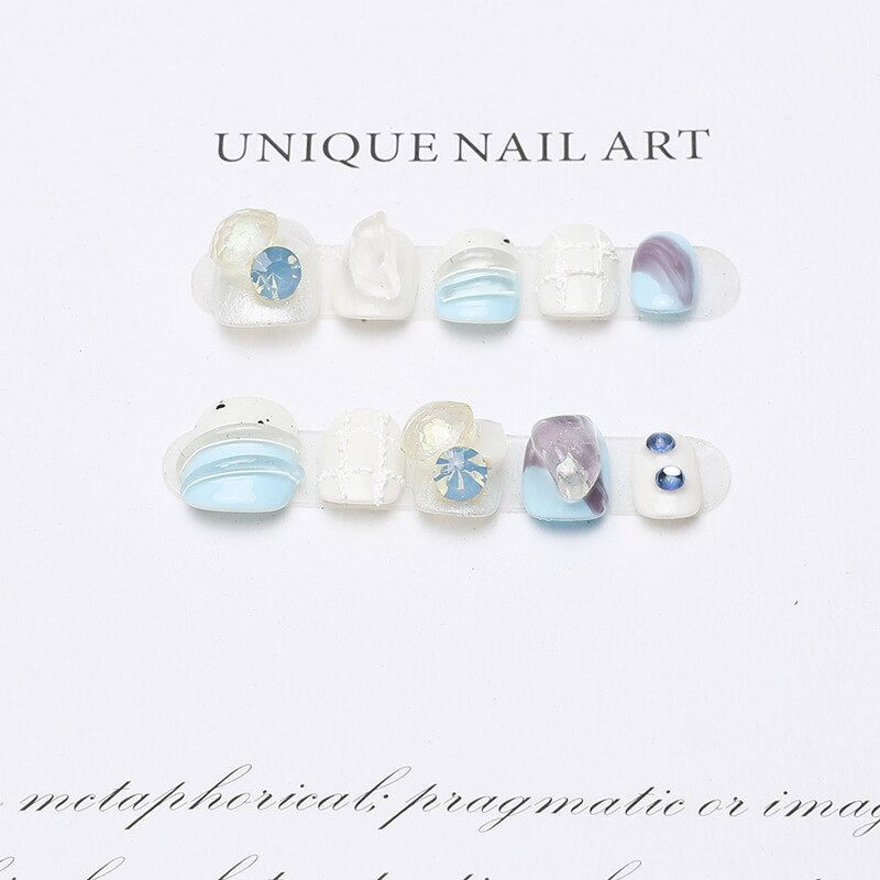 Kawaii Anime Pachacco Style 10pcs Nail Stickers Cartoon Resin Cute Sweet Girl Heart Detachable Nail Patch Decoration