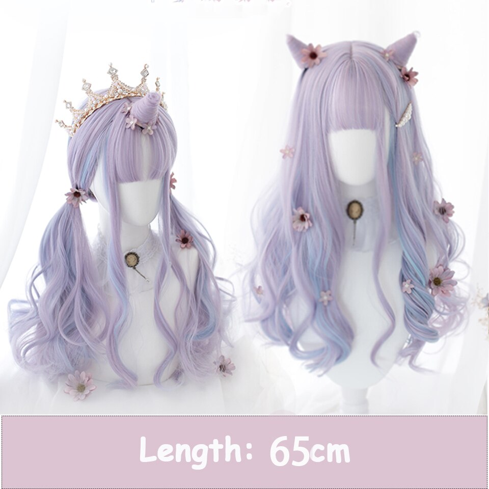 Synthetic Long Wavy Women Light Pink Gradient Mixed Color Lolita Cosplay Heat Resistant Party Wig