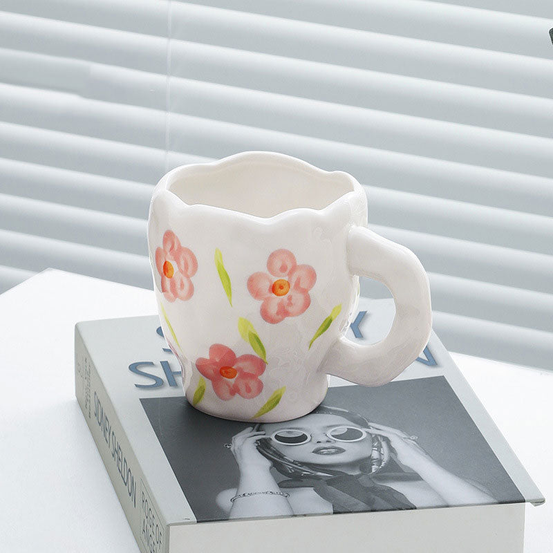 Japanese Hand Painted The Blue Sky and White Clouds Coffee Cup With Saucer Ceramic Handmade Tea Cup Saucer Set Cute Gift For Her