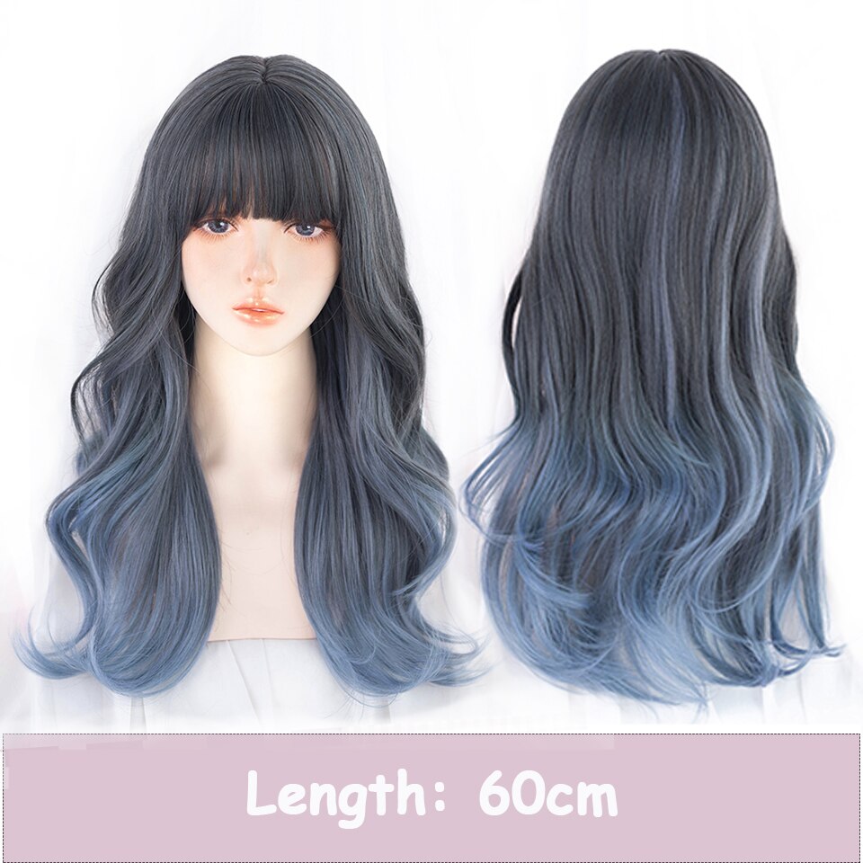 Synthetic Long Wavy Women Light Pink Gradient Mixed Color Lolita Cosplay Heat Resistant Party Wig