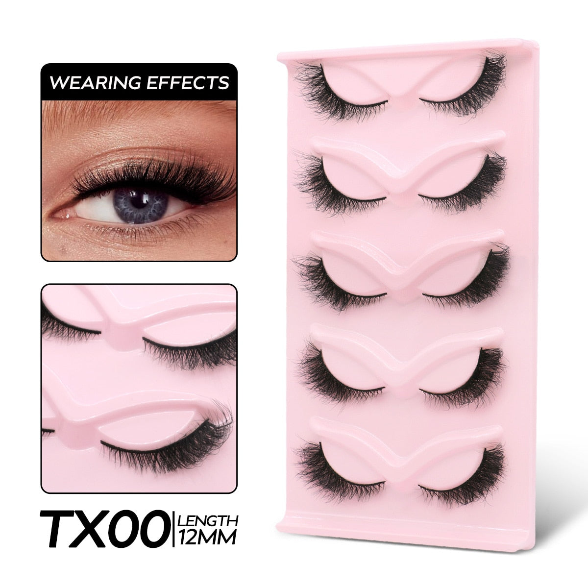Cat Eye Lashes Fluffy Volume Mink False Eyelashes Winged End Eye Elongated Eyelashes 3D Mink Lashes Thick Fake Eyelash