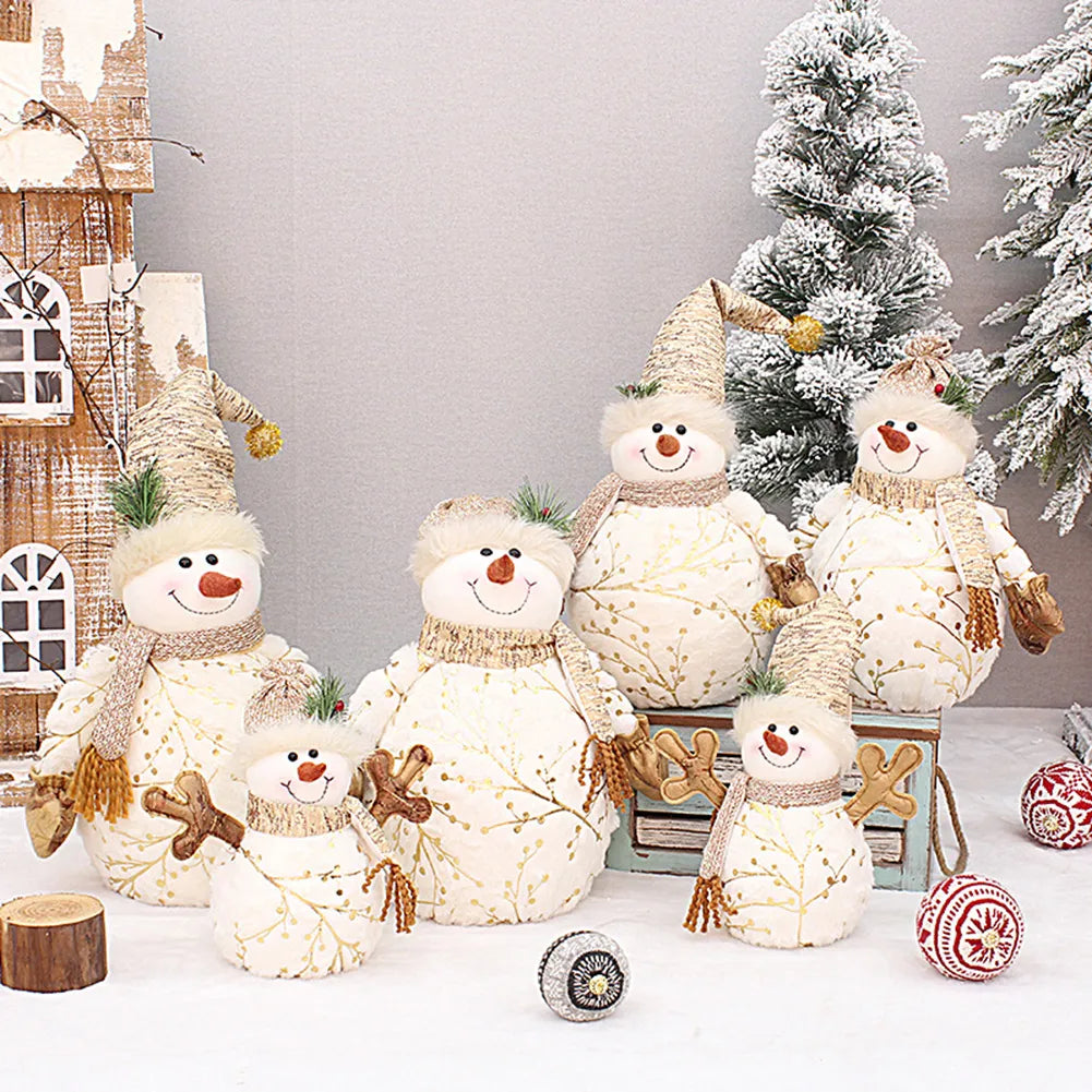 60/50/26cm Big Size Christmas Dolls Decoration Short Plush Printe Santa Claus Snowman Doll for Christmas Tree Ornaments Figurine