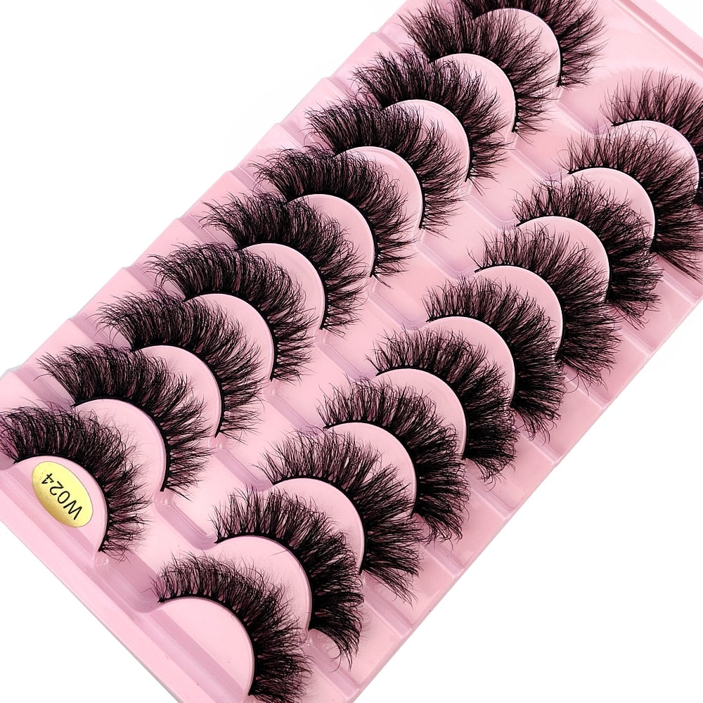 10Pairs 3D Faux Mink Hair False Eyelashes Natural Messy Eyelash Crisscross Wispy Fluffy Lashes Extension Big Eye Fake Lashes