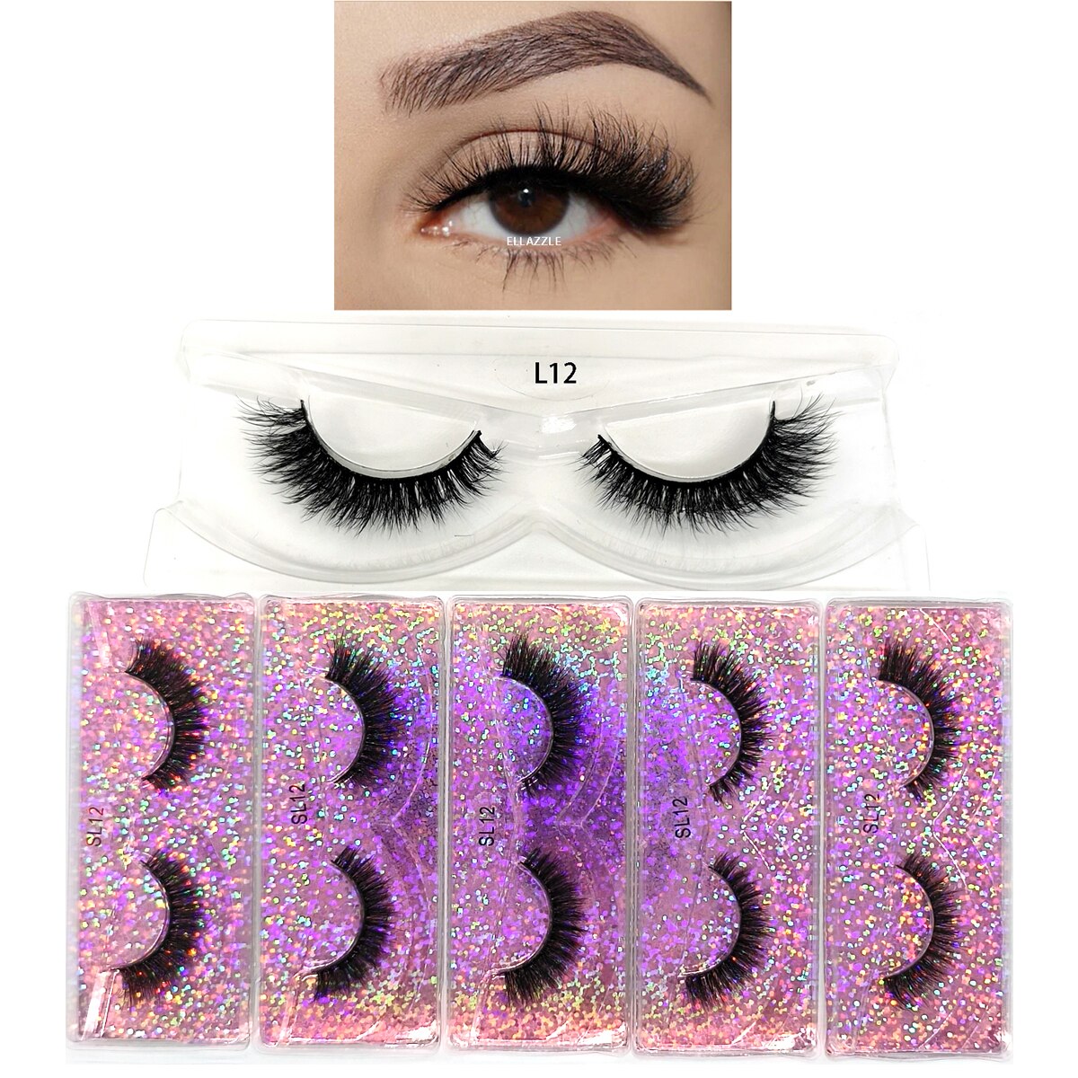 5 Pairs 3D Mink Lashes Fluffy Soft Wispy Natural Cross Eyelash Extension Reusable Lashes
