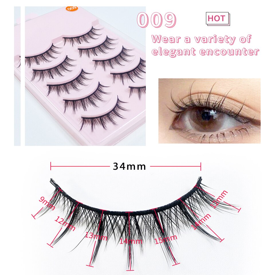 Eyelashes 5 Pairs Soft Natural Mink Lashes Manga Lashes