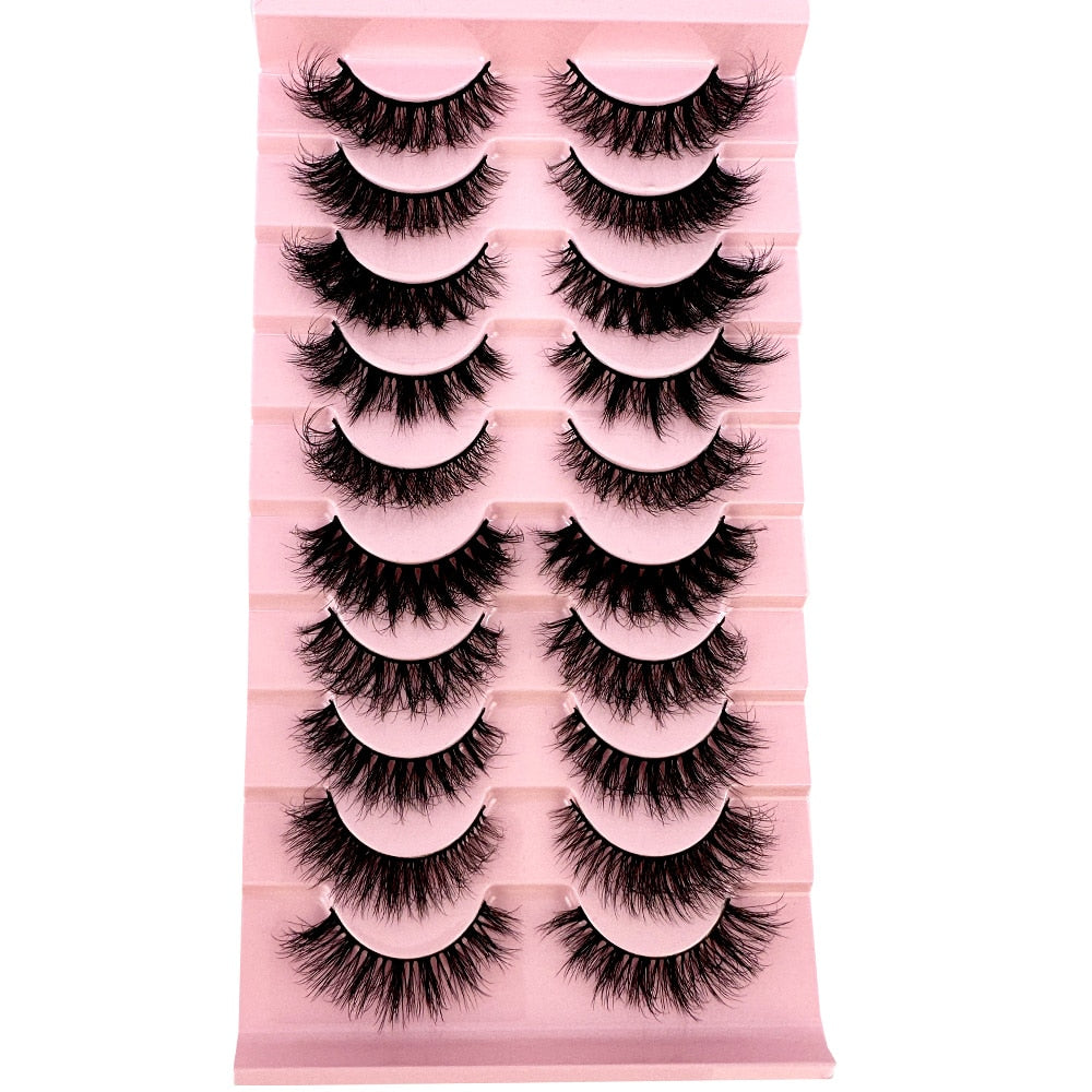 10Pairs False Eyelashes 6D Super Fluffy Wispy Faux Mink Eyelashes Cat Eye Dramatic Lashes Eyelash Extension