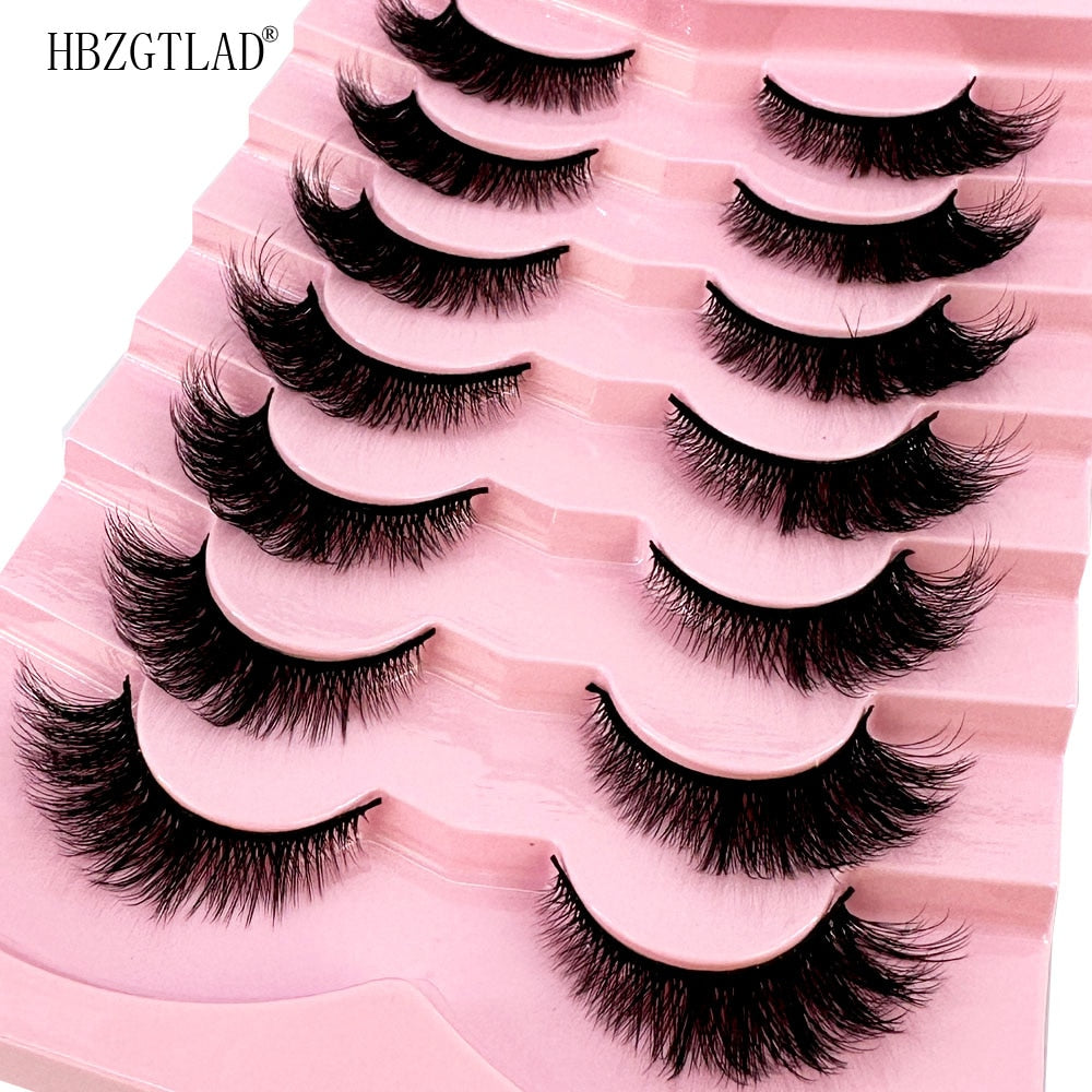 Cat Eye Fluffy lashes Faux Mink Eyelashes Long 7 Pairs Fluffy Mink Lashes Dramatic Volume lashes Extension