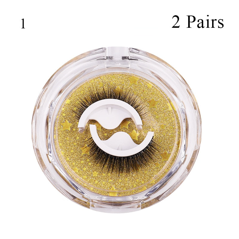 1 pair Self-adhesive False Eyelashes Glue Free 3D Strip Reusable Lashes Extension 3 Seconds To Wear Faux Mink Eyelash