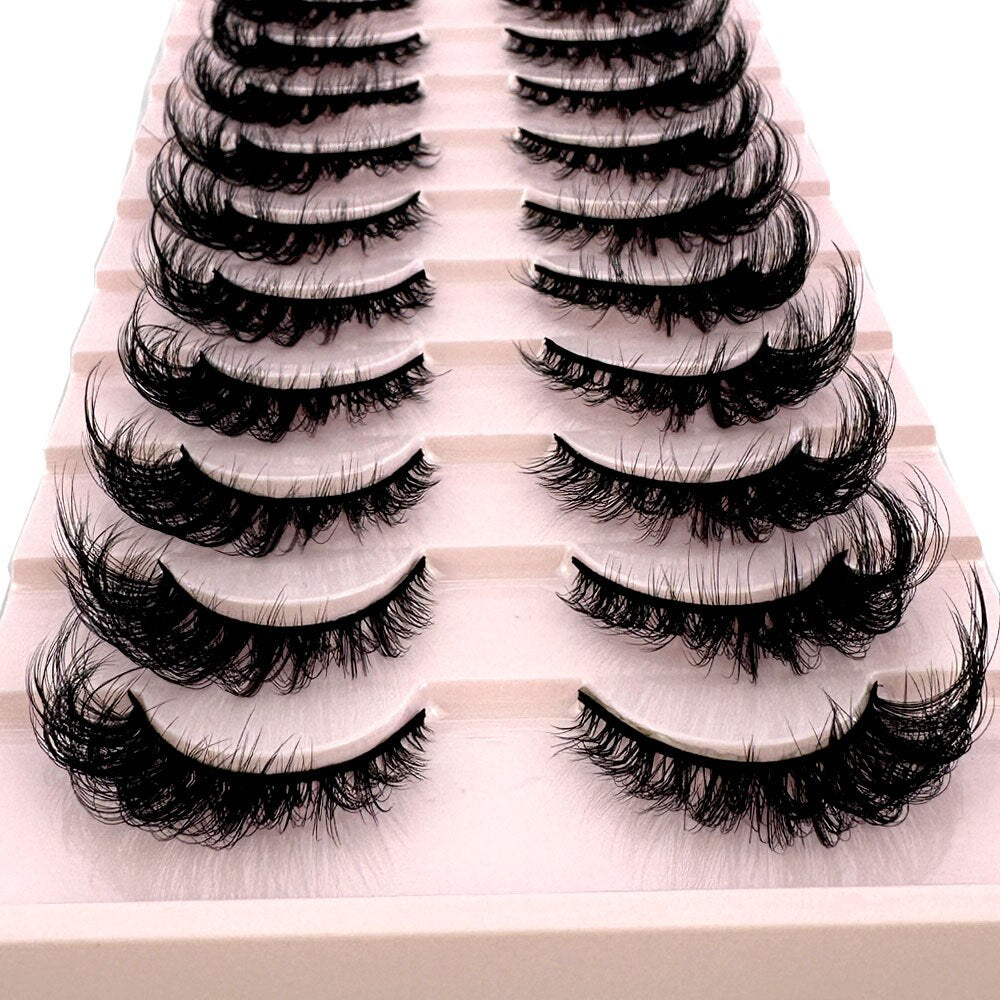 10Pairs False Eyelashes 6D Super Fluffy Wispy Faux Mink Eyelashes Cat Eye Dramatic Lashes Eyelash Extension