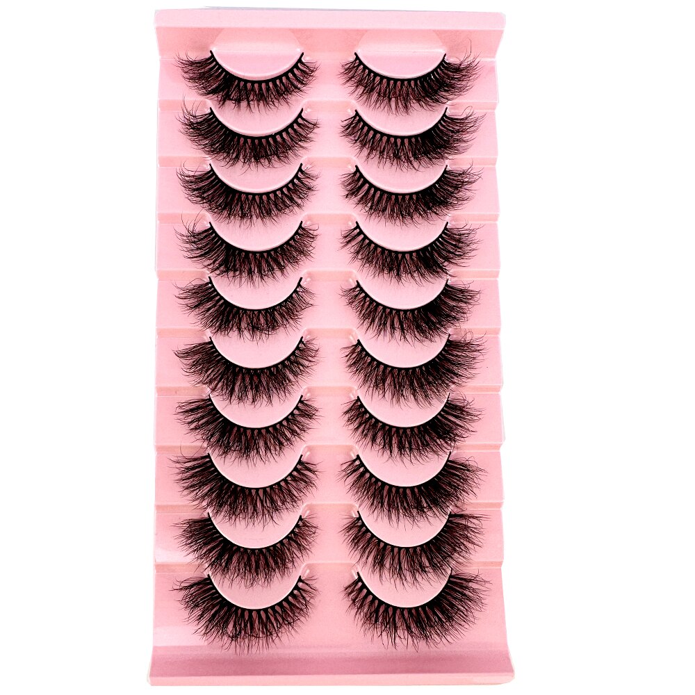 10Pairs False Eyelashes 6D Super Fluffy Wispy Faux Mink Eyelashes Cat Eye Dramatic Lashes Eyelash Extension