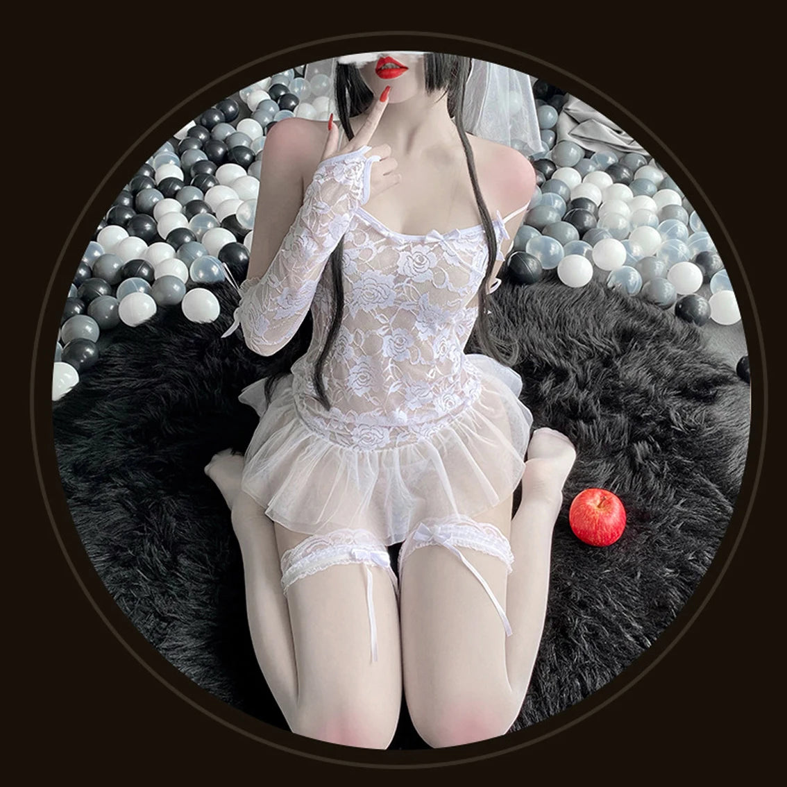 Hot Adult Women Sexy Lingerie Role Play Wedding Bride Fancy Dress Uniform See Through Exotic Nightgowns Sleepwear