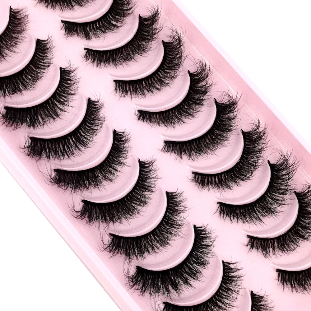 10Pairs 3D Faux Mink Hair False Eyelashes Natural Messy Eyelash Crisscross Wispy Fluffy Lashes Extension Big Eye Fake Lashes
