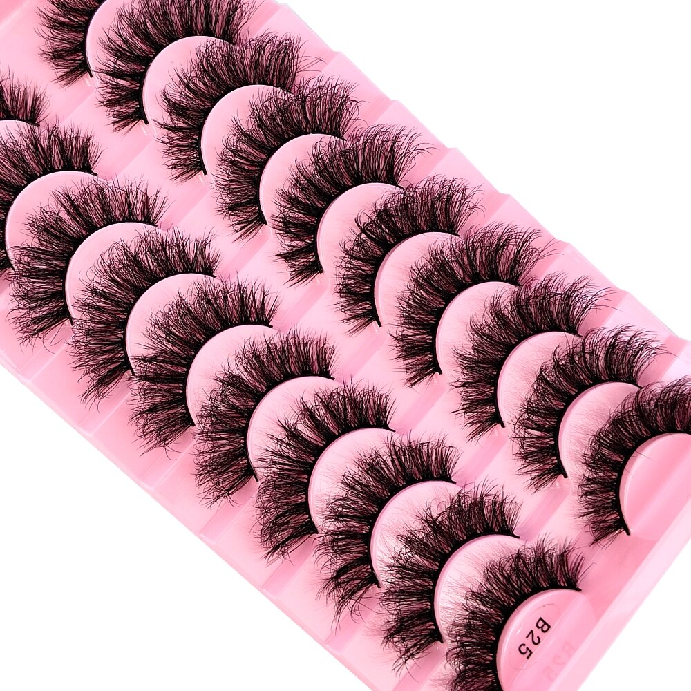 10Pairs 3D Faux Mink Hair False Eyelashes Natural Messy Eyelash Crisscross Wispy Fluffy Lashes Extension Big Eye Fake Lashes