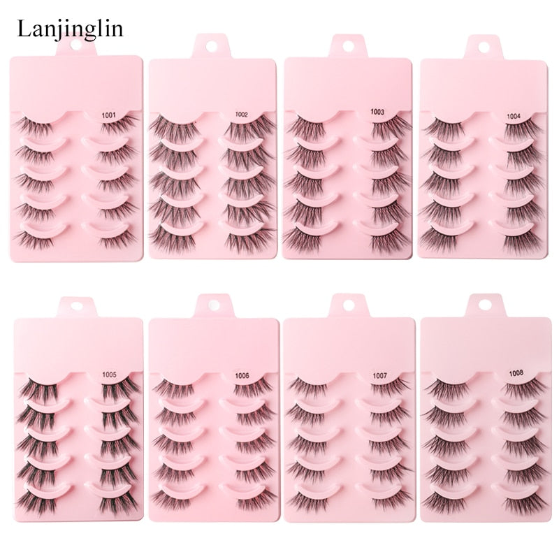 Half Eey Lashes 3/5 Pairs Faux Mink Lashes Reusable False Eyelashes Natural Fluffy Extension Fake Lashes maquiagem