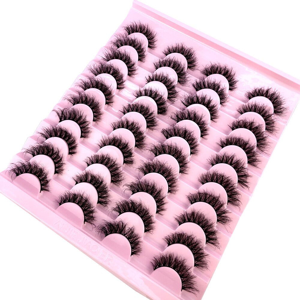 20 pairs 3D Mink Eyelashes Thick Natural False Eyelashes Crisscross Fake Eyelashes