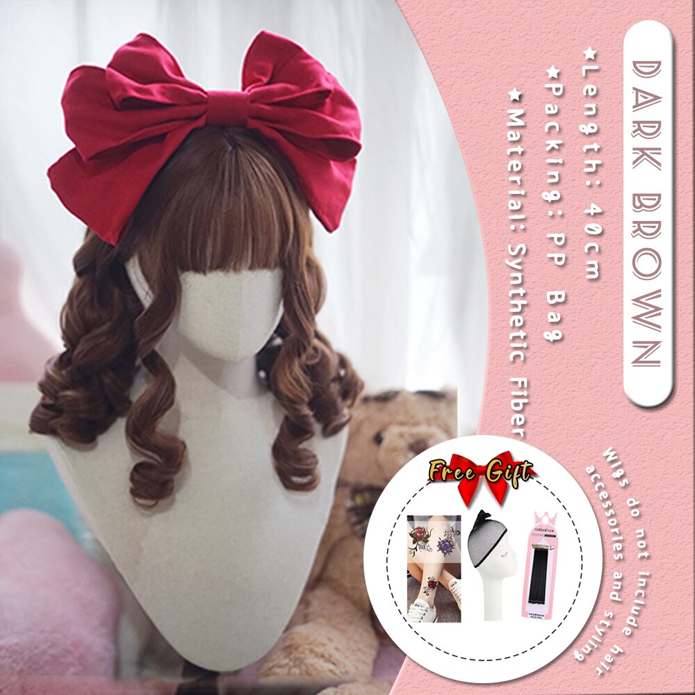 Extra Long Curly Hair with Bangs Cosplay Party Lolita Synthetic Wigs Heat Resistant Fiber