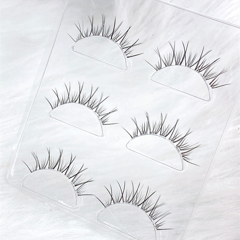 Mink Eyelashes 3 pair reusable false eyelashes invisible band