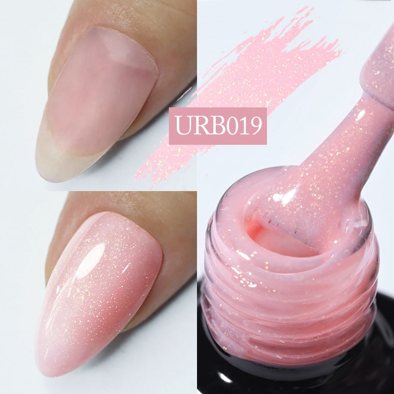 Aurora Rubber Gel Nail Iridescent Pearl Effect Metallic Mirror Nails Manicure Soak Off UV LED No Wipe Top Coat Base Gel