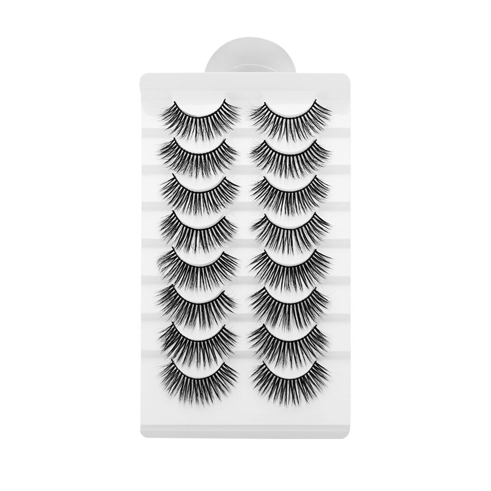8 Pairs 3D Mink False Eyelashes Mixed Style 100% Mink Hair Wispies Criss-cross Fluffy Eyelashes Volume Handmade Cruelty-free