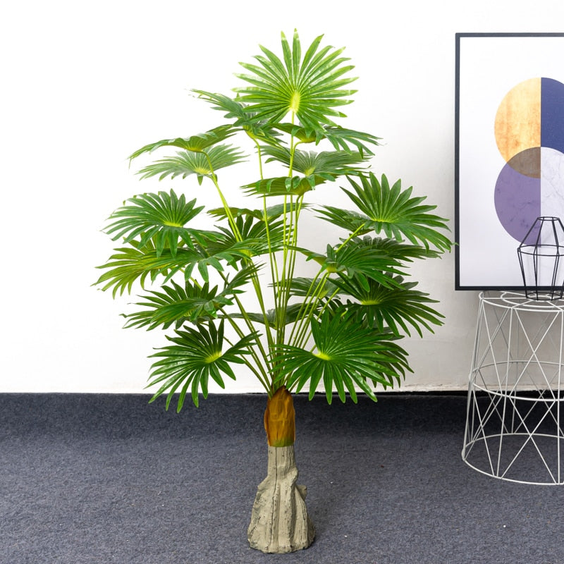 125cm Large Artificial Palm Tree Tropical Plants Branches Plastic Fake Leaves Green Monstera For Home Garden Room Office Decor