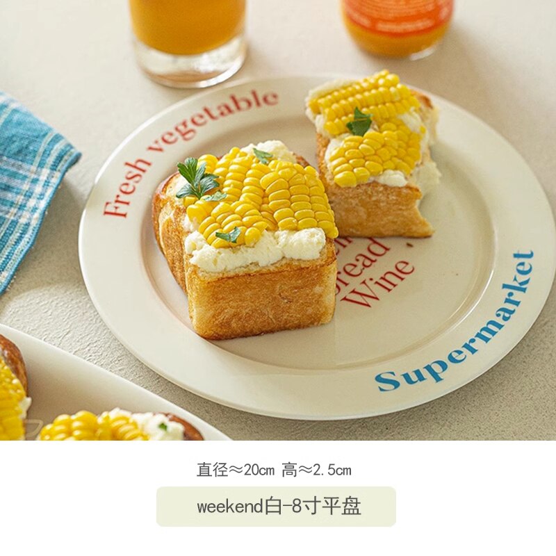 Korean Alphabet Ceramic Plate Bowl Tableware Household Various Butter Mug Water Cup Creative Household Dish Soup Plate Cup