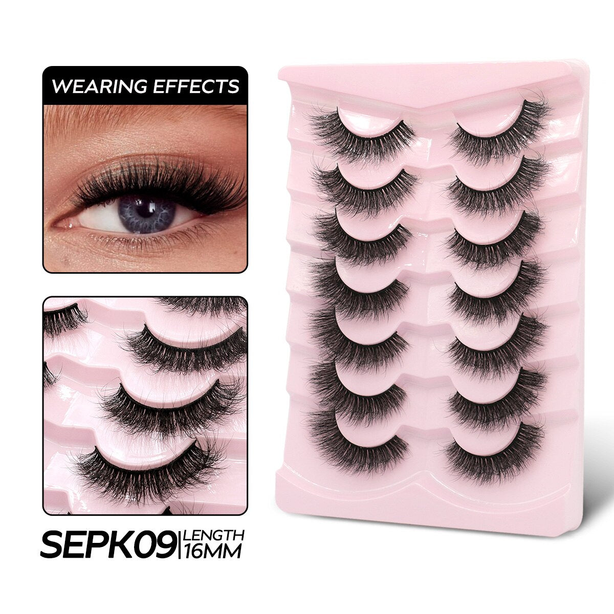 Cat Eye Lashes Fluffy Volume Mink False Eyelashes Winged End Eye Elongated Eyelashes 3D Mink Lashes Thick Fake Eyelash