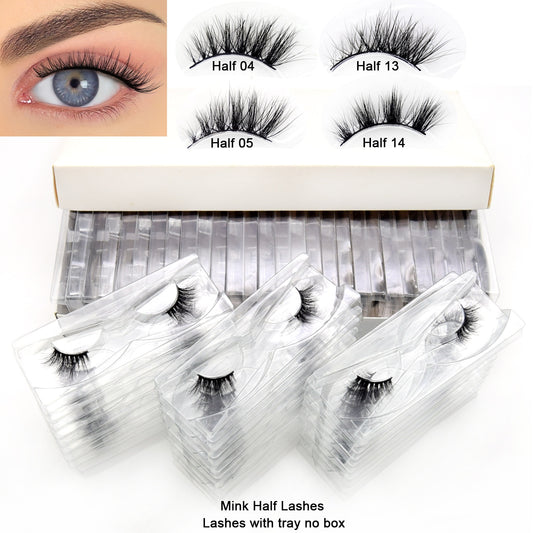 3D Half Lashes Wholesale Natural Half False Eyelashes 3D Mink Lashes Wispy Natural Crisscross Fake Eyelashes Extension