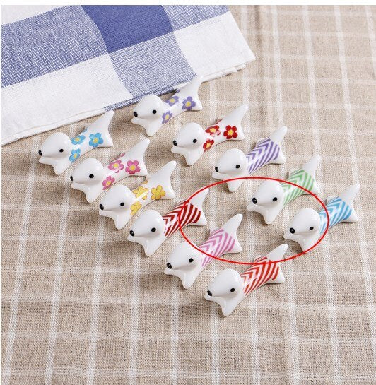 Japanese Style Underglaze Ceramic animals Chopstick Holder Tableware Restaurant Simple Oval Spoon Bracket Utensil For Kitchen