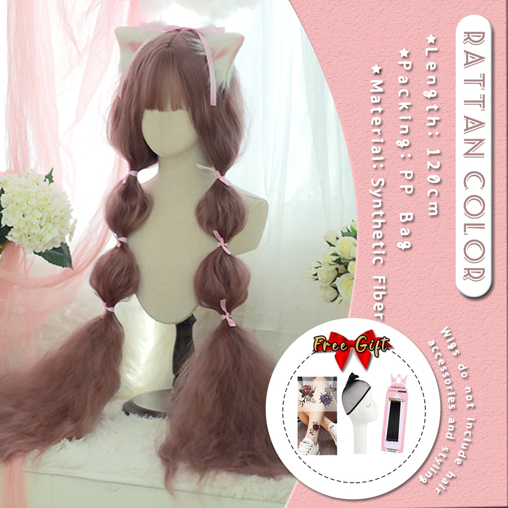 Extra Long Curly Hair with Bangs Cosplay Party Lolita Synthetic Wigs Heat Resistant Fiber