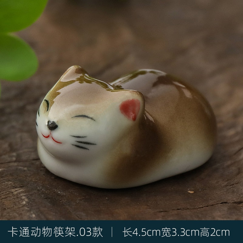 Japanese Style Underglaze Ceramic animals Chopstick Holder Tableware Restaurant Simple Oval Spoon Bracket Utensil For Kitchen