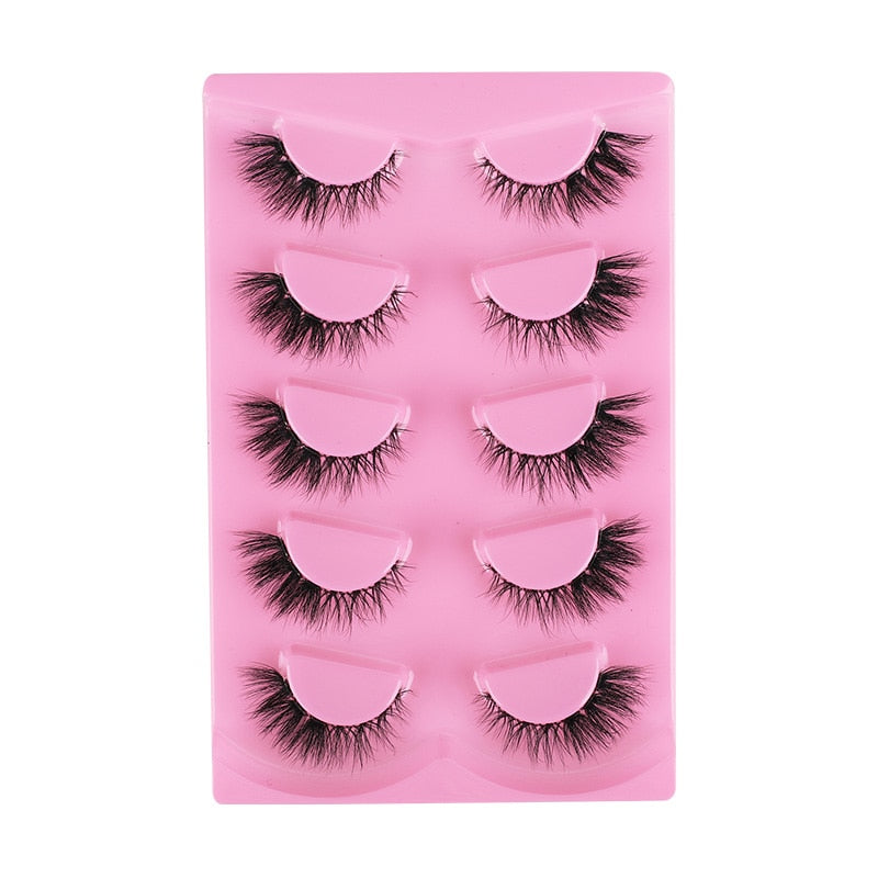 5pairs Lashes Manga Lashes 3D Clear Band Lashes Natural Look Wispy Mink Eyelashes Fluffy Cat Eye Lashes individual Eyelashes