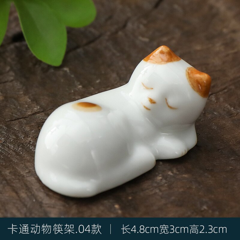 Japanese Style Underglaze Ceramic animals Chopstick Holder Tableware Restaurant Simple Oval Spoon Bracket Utensil For Kitchen