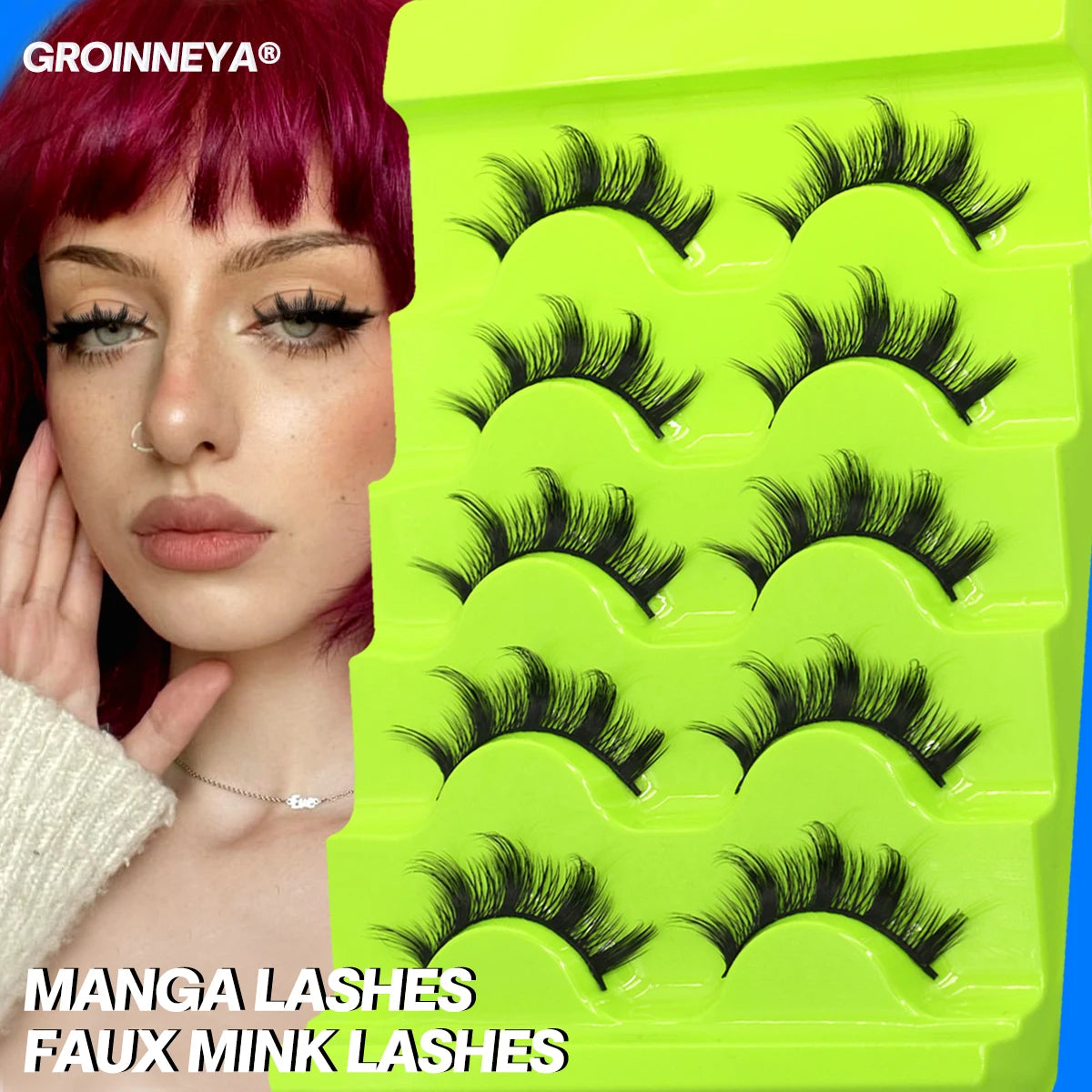 Manga Lashes 5 pairs Eyelashes 3D Natural False Lashes Fluffy Soft Cross Winged Natural Realistic Eyelash Extension
