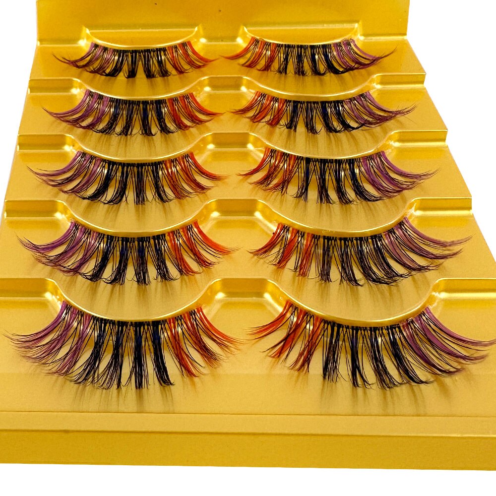 Colored Lashes Manga Lashes 3D Clear Band Lashes Natural Look Wispy Mink Eyelashes Fluffy Cat Eye Lashes individual Eyelashes