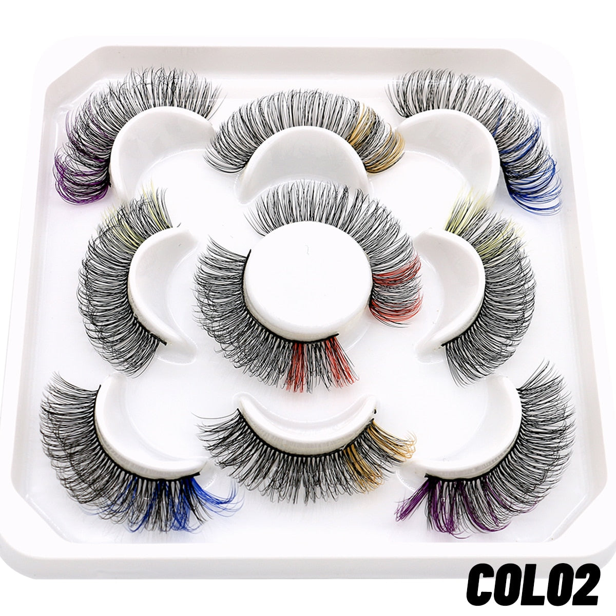 5/8pairs Colored Eyelashes Wispy Mink Lashes Natural Fluffy Cat Eye Lashes Strip 5D False Eyelashes