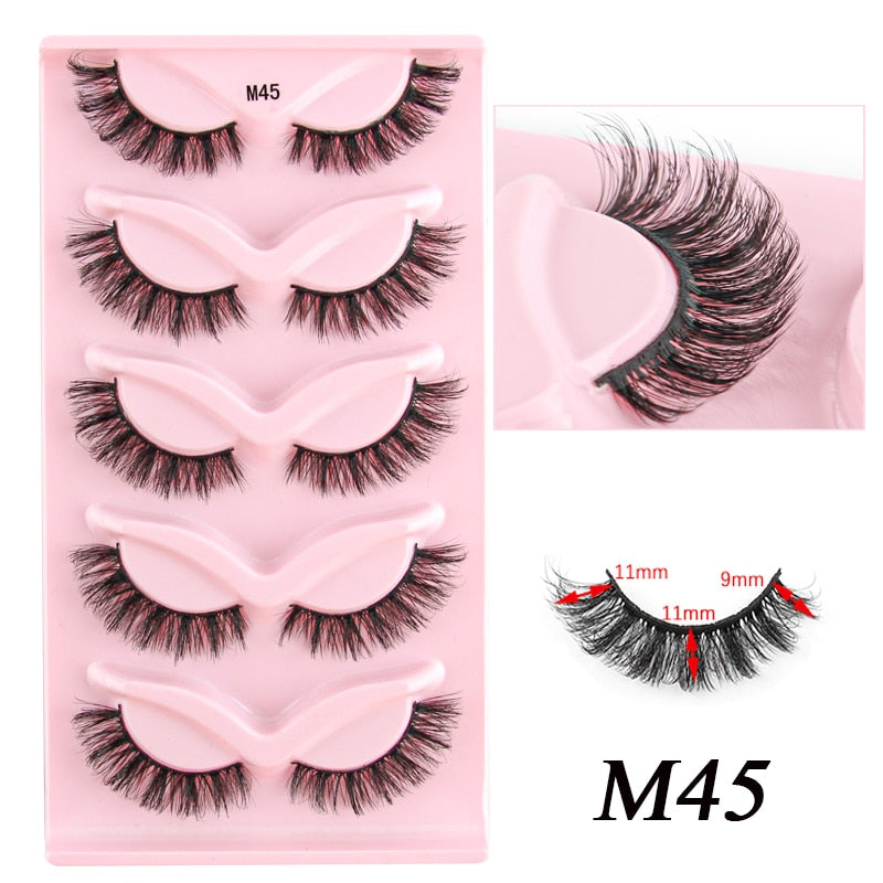 3/5/10 Pairs Half Lashes Fox Eye Wispy Fluffy Faux Cils Natural Winged Fake Eyelashes Half Lashes maquillage