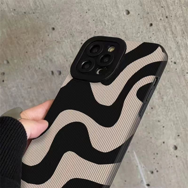 Fashion Zebra Stripe Black White Phone Case For iPhone 14 11 12 13 15 Pro Max 14 15 7 8 Plus X XS Max XR Shockproof Soft Cover