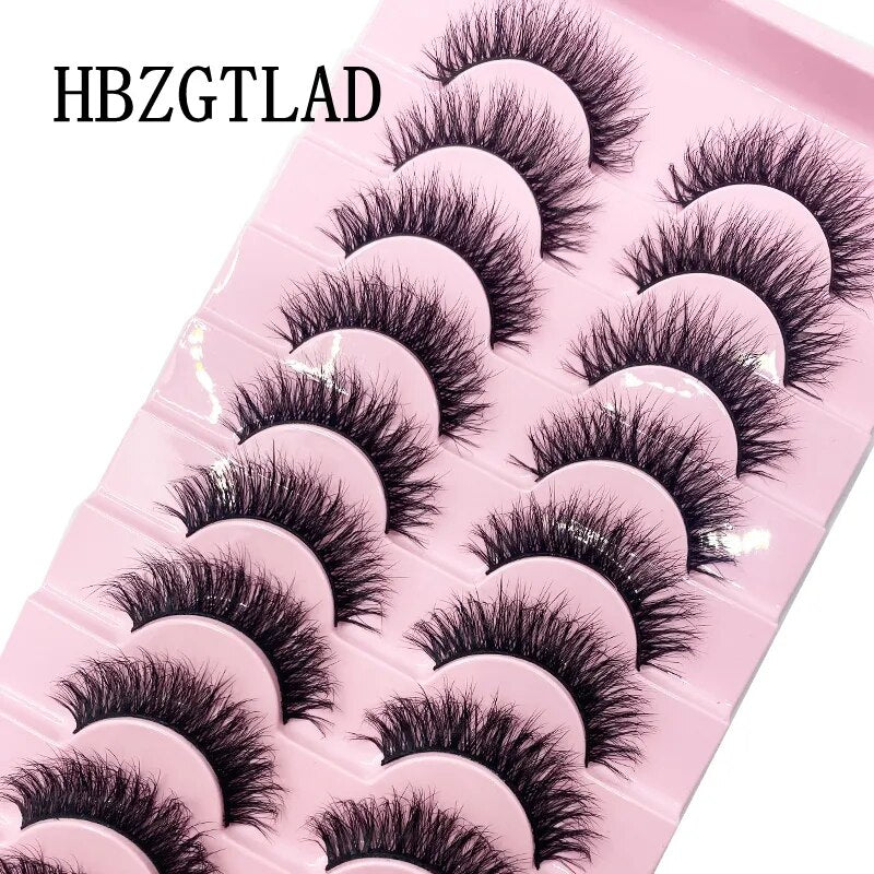 Fluffy 10 Pairs Faux Mink False Eyelashes Natural Long Lashes Crisscross Wispy Fake Eyelashes Extension