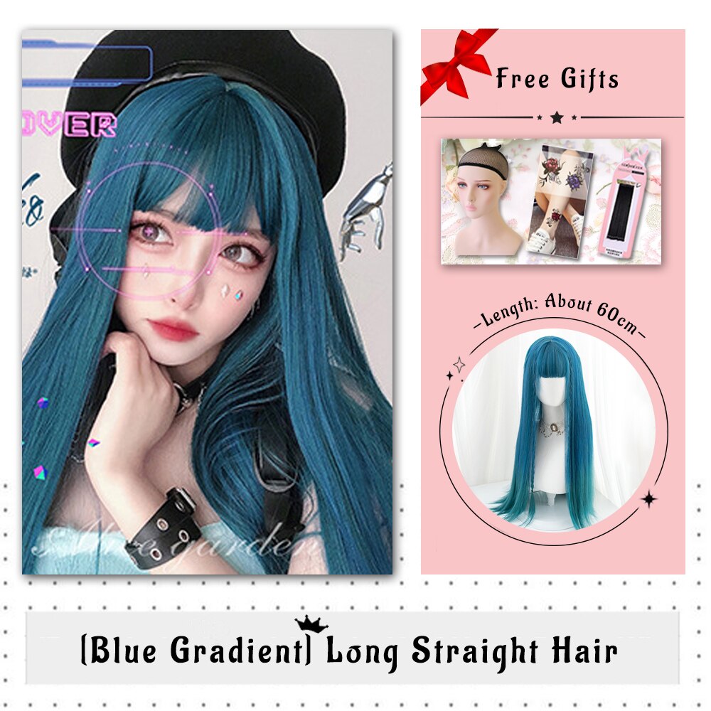 Brown Black Gold Wool Roll Synthetic Wig For Women Long Roll Wig Bangs Cosplay Party Heat Resistant Hair