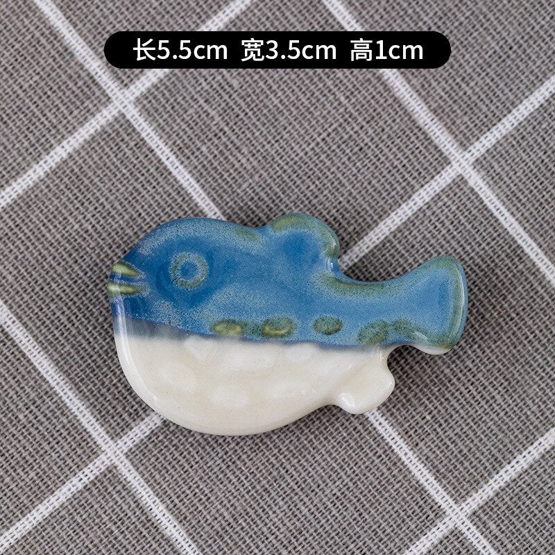 Japanese Style Underglaze Ceramic animals Chopstick Holder Tableware Restaurant Simple Oval Spoon Bracket Utensil For Kitchen