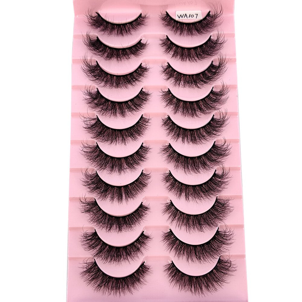 10Pairs 3D Faux Mink Hair False Eyelashes Natural Messy Eyelash Crisscross Wispy Fluffy Lashes Extension Big Eye Fake Lashes