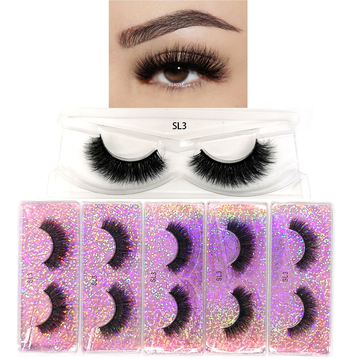 5 Pairs 3D Mink Lashes Fluffy Soft Wispy Natural Cross Eyelash Extension Reusable Lashes