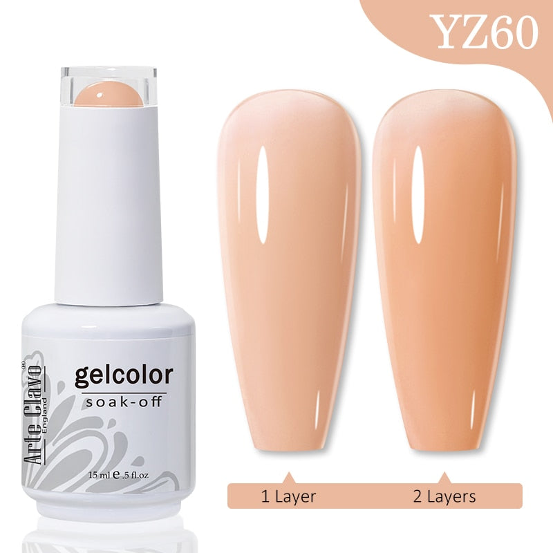 Gel Nail Polish 15ml Nude Pink Soak Off LED UV Lacquer Varnish Semi Permanent Top Base Coat Nail Art Gellak Manicure