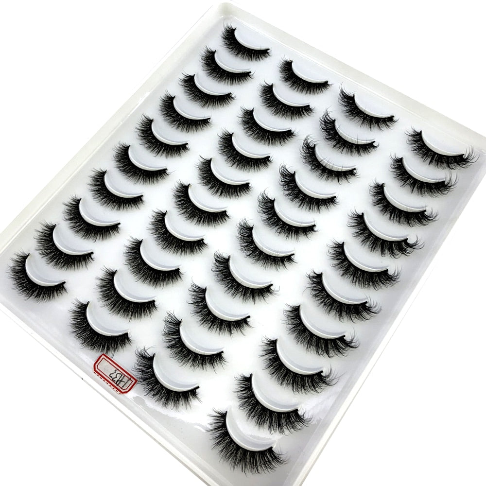 20 Pairs Fake Eyelashes Natural Cils Thick False Eyelashes Cross Eye Lashes Reusable Eyelash Curler