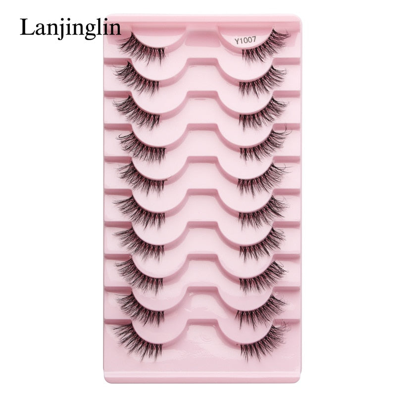 Half Eey Lashes 3/5/10 Pairs Faux Mink Lashes Natural False Eyelashes Wispy Fluffy Eyelash Extension