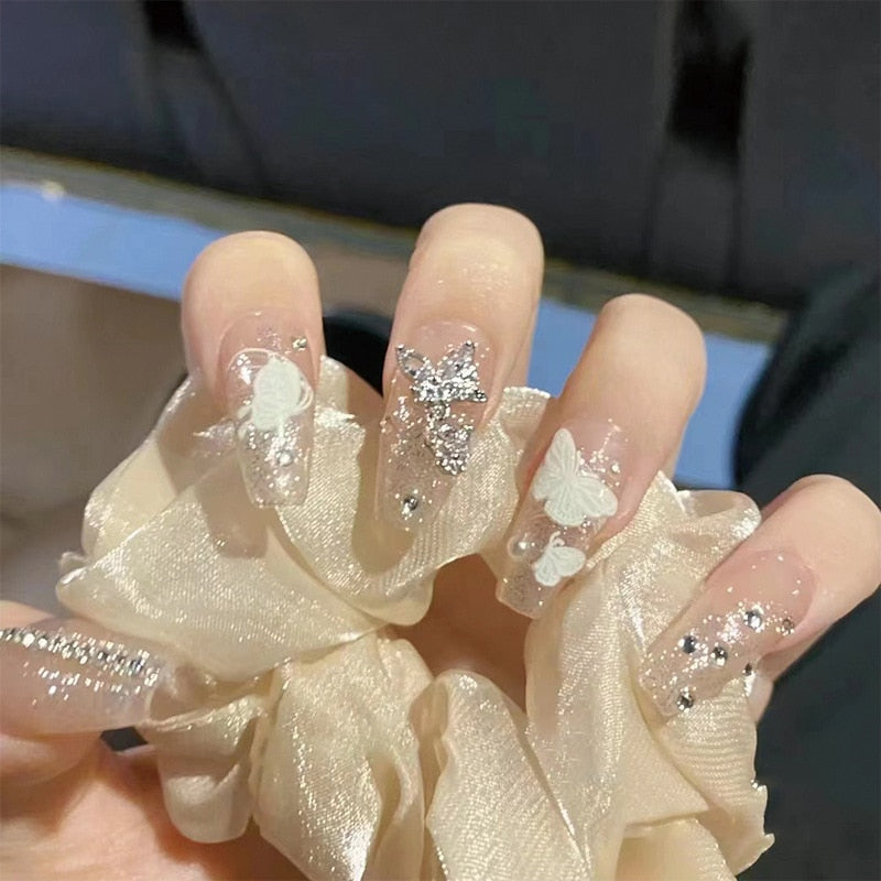 24Pcs False Nails Coffin Almond Artificial Fake Nails with glue Full Cover Nail Tips Press On Nails Manicure