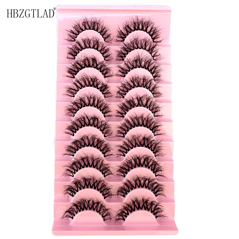 10pairs Mink Eyelashes Invisible Band Lash Extension Natural False Eyelashes Cross Cluster Fairy 3D Faux Big Eye Long Fake Lashes